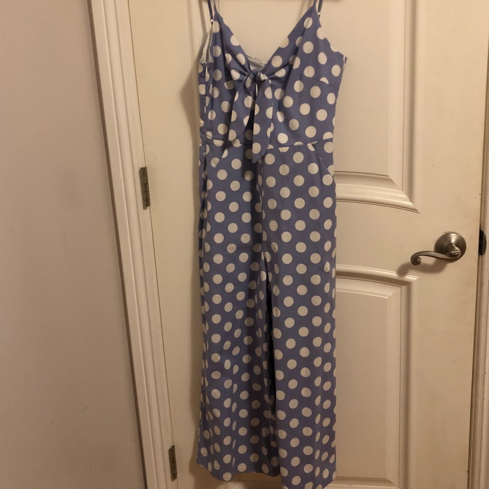 Polka Dot Front Tied Jumpsuit